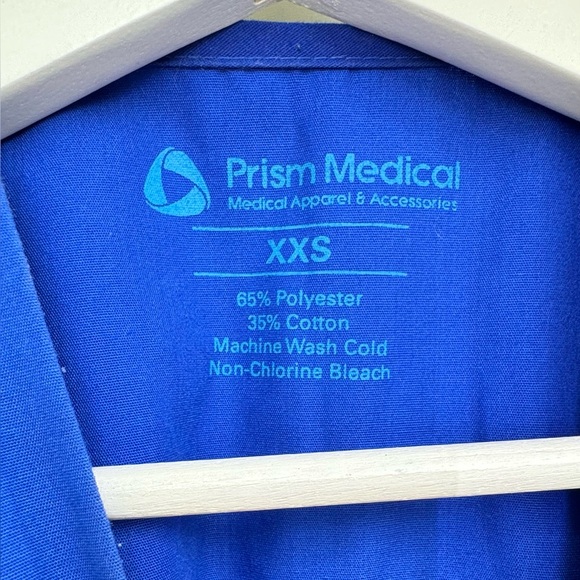 Prism Medical Scrub Top Blue Short Sleeve Pockets V-Neck Nurse Unisex Size XXS - Picture 5 of 9